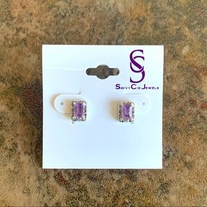 Like new! Genuine Amethyst Sterling Silver Stud Earrings